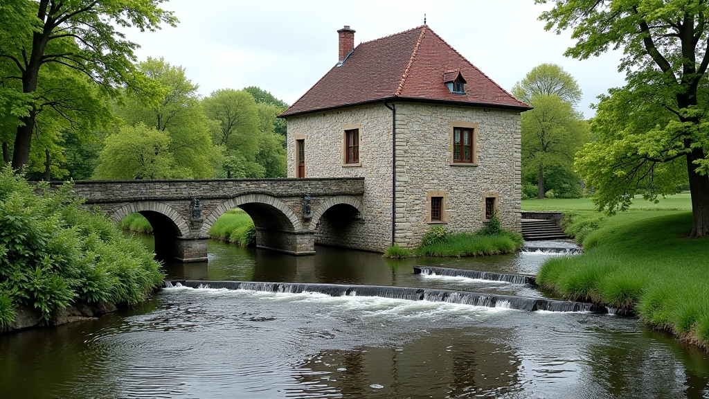 Belmonto vandens malūnas upės krantą